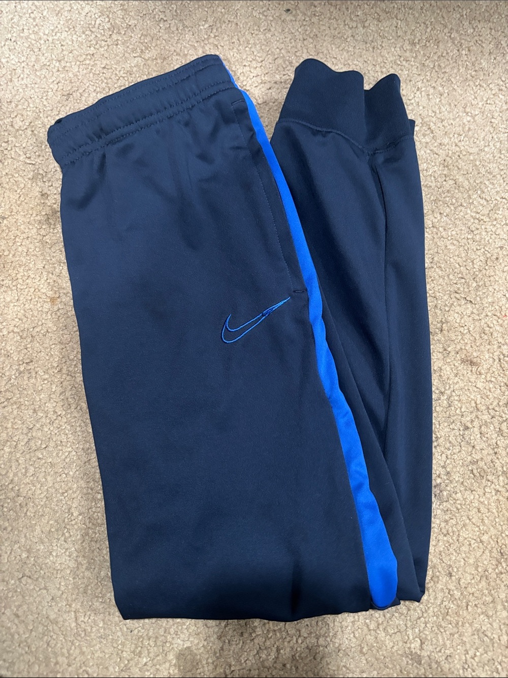 Nike Kids Navy Joggers with Royal Blue Side Stripe